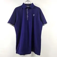 23区GOLF アニマルプリント切替ドライポロシャツ L ブルー ゴルフウェア