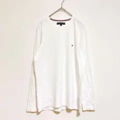 トミーヒルフィガー　トップス　長袖　M ホワイト　ワンポイント　薄手　シンプル