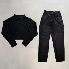 ZARA 長袖ポロシャツ＆デニムパンツ セットアップ