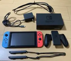 Switch本体ネオン＋マリオカート8ハンドル付セット【Joy-Con交換済み
