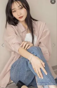 ローリーズファーム★人気カラー　シアーシャツ　ロング　ピンク　春