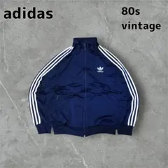 80sヴィンテージadidasファイヤーバード トラックジャケット刺繍 ネイビー
