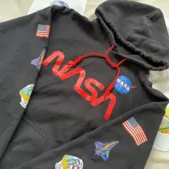 NASA パーカー Mサイズ ナサ 航空宇宙局 プリント フーディ ブラックのサムネイル