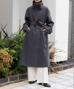 新品　スタンドカラーロングコート