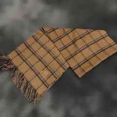 極美品！アクアスキュータム カシミヤ100% マフラー ブラウン系チェック柄