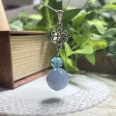 大粒　アクアマリン　天然石　ブルートパーズ　シルバー　ネックレス