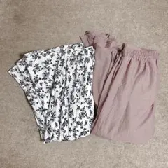 【まとめ売り】 GRL フレアロングスカート 小花柄 無地 ベージュ 白 黒