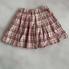 anyfamピンク系チェック柄スカート＆薄紫トレーナーの2点セット