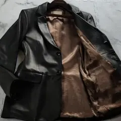 最高級イタリア製✨エンポリオアルマーニ レザージャケット ラムレザー 黒