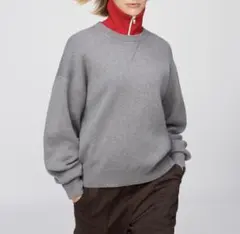 m*5様 スムースコットンクールネックセーター　グレーL
