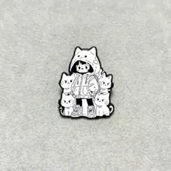 白猫たちと女の子ピンバッジ仲間ねこピンズホワイトキャットピンブローチ