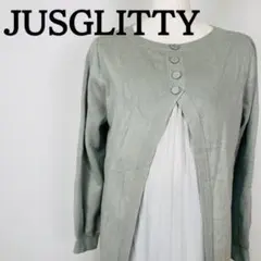 JUSGLITTY ジャスグリッティー　緑 ワンピース　異素材　ロング　シフォン