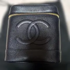 CHANEL ブラックレザー バニティバッグ
