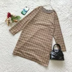 シューラルー ワンピース ひざ丈 チェック柄 L ゆったり 洗える デイリー