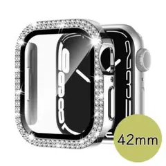 Apple Watch Case 二列ダイヤモンド 全面保護　9Hガラス42mm