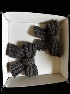 グレー ニットリボン ヘアクリップ 2個セット