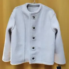 2wayリバーシブルノーカラージャケット ボア・フェイクムートン ホワイト