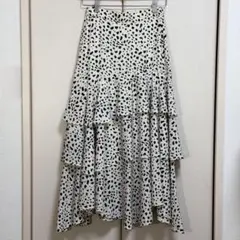 INGNI イング フレアスカート ロングスカート ダルメシアン フリル 総柄