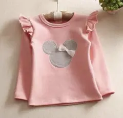 ミニー　フリル　フリル袖　長袖　カットソー　ピンク