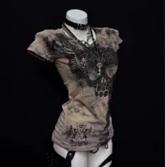 ダークコアTシャツ ピチT Y2K ギャル スカル パンク ロック NANA