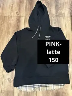 PINK-latte チェック柄切替パーカー XS