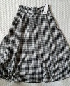 新品　GU　スカート　ギンガムチェック　フレアスカート　XL　黒　白　ボトム