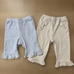 プティマイン 水色チェックズボン 2本セット