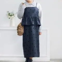 Hina ひな ドット ペプラム ジャンパースカート 水玉　4L しまむら　新品