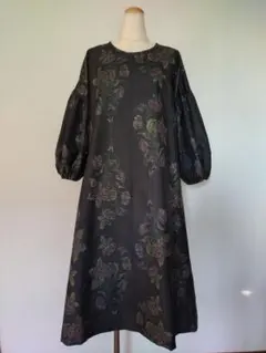 着物リメイク【907】ボリューム袖のAラインワンピース