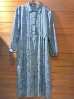 ヴィンテージ 水色 花柄 ボタニカル ワンピース