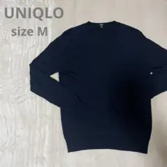 UNIQLO ネイビー エクストラファインメリノクルーネックセーター M