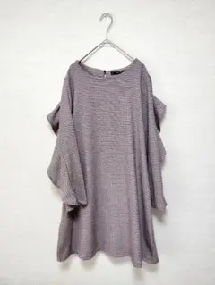 ZARA　フリルデザイン千鳥格子チュニックワンピース　USA XS
