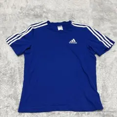 adidas 青 Tシャツ 3本ライン