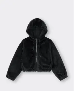 GU ブラック フード付きファージャケット XL