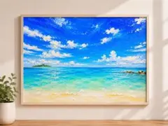 海の記憶 260720 A4アート 油絵風 インテリアのサムネイル