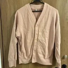 ピンク カーディガン 長袖 ボタン付き