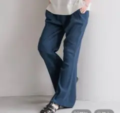 LOWRYS FARMローリーズファーム　カットリブセミフレアパンツネイビーL