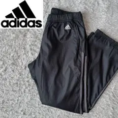 アディダス ナイロンパンツ パフォーマンスロゴプリント スリーライン 黒×グレー