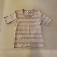 最終　UNIQLO / Uniqlo U ボーダー　クールネック　半袖Tシャツ