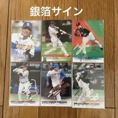銀箔サイン入りプロ野球トレーディングカード6枚セット