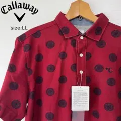 Callaway 赤 ドット柄 ゴルフシャツ LL