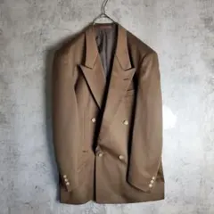 【ヴィンテージ】古着 テーラードジャケット ダブル ウール100 茶色 レトロ