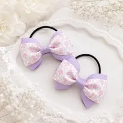 超お買い得♡お揃い リバティひらひらレース付 くるみボタン ヘアゴム