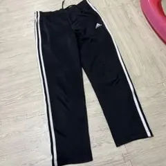 adidas 黒ジャージパンツ サイドストライプ