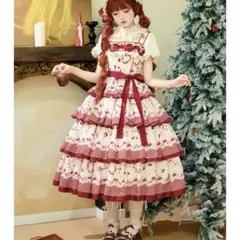 Chalmiereシャルミエール コットンフリルエプロン 赤 タグ付き新品未