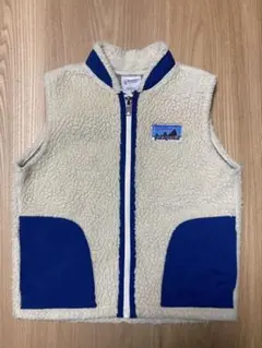 パタゴニア　フリースベスト 3T アイボリー/青