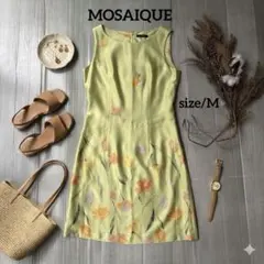 MOSAIQUE／花柄ノースリーブワンピース／ライムグリーン系／Mのサムネイル