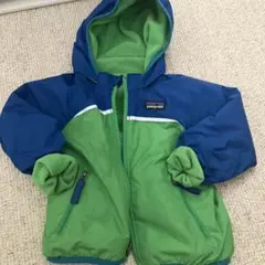 【≒90】patagonia フード付きアウター 青緑　リバーシブル