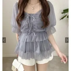 グレイル シフォン フリルチュニック 半袖
