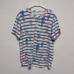 ストライプ 花柄 半袖Tシャツのサムネイル